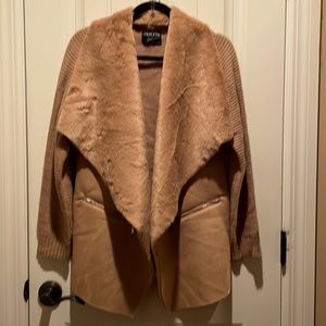 TWELFTH LOVE  L  Faux Suede Sweater/Jacket Voluminous faux shearling Lapels